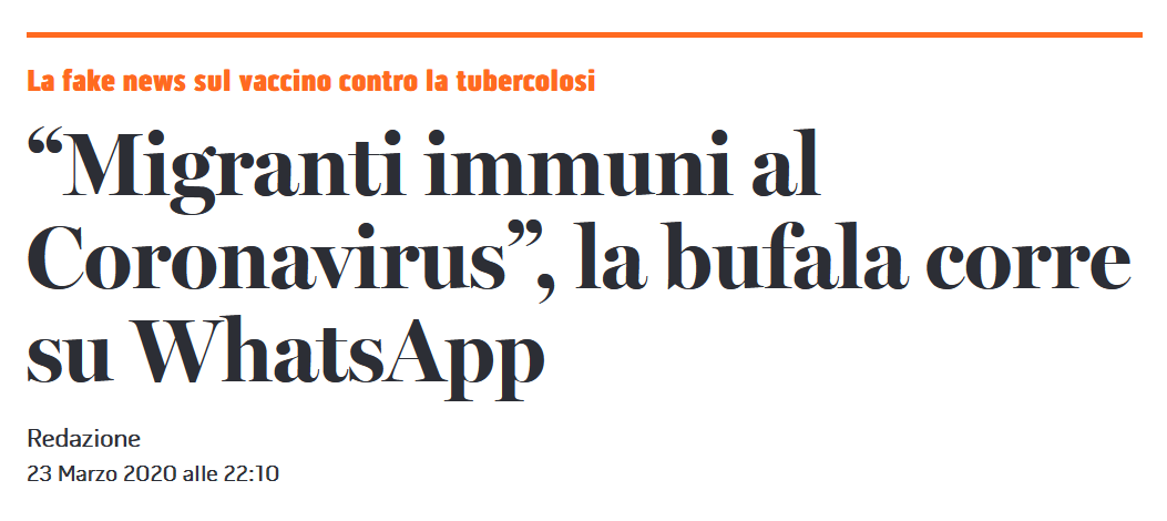 A headline about fake news on WhatsApp