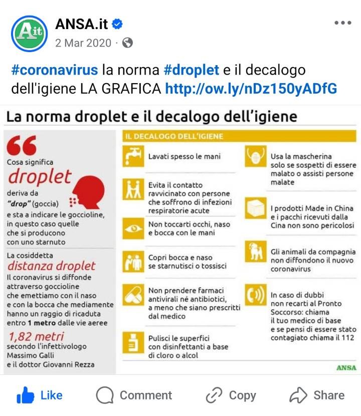A tweet featuring an infographic in italian